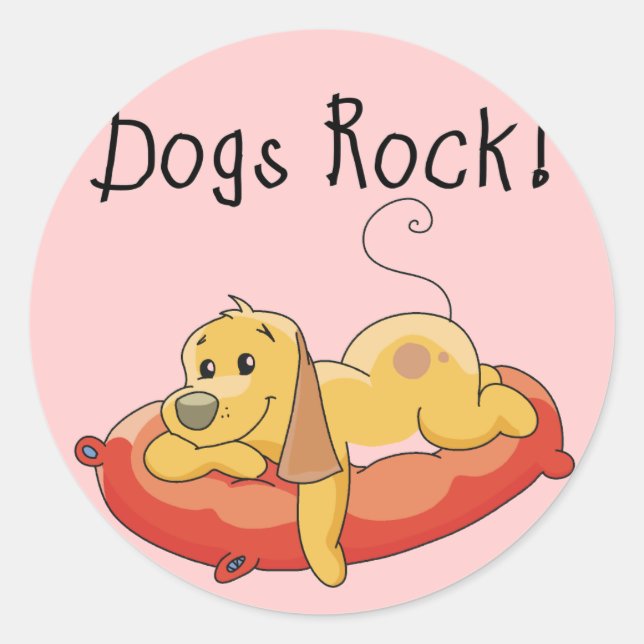 Dogs Rock Tshirts and Gifts Classic Round Sticker (Front)