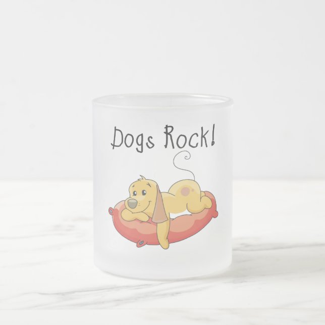 Dogs Rock Tshirts and Gifts Frosted Glass Coffee Mug (Center)