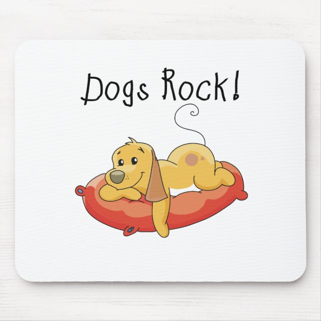 Dogs Rock Tshirts and Gifts Mouse Mat (Front)