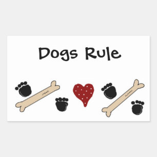 Dogs Rule - Paw Prints and Bones Rectangular Sticker