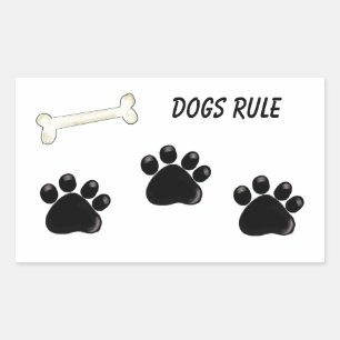 Dogs Rule - Paw Prints Rectangular Sticker