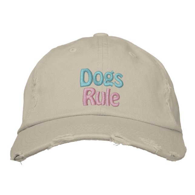 Dogs Rule, Save a Life, Adopt Rescue Shelter Dog Embroidered Hat (Front)