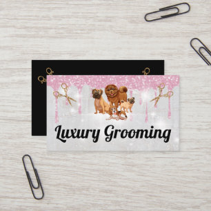 Dogs Salon Scissors Glitter Sparkle Business Card