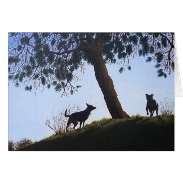 dogs scenic park landscape painting realist art (Front Horizontal)