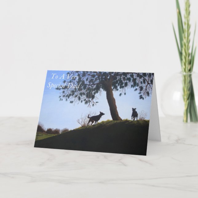 dogs scenic park landscape painting realist art thank you card (Front)