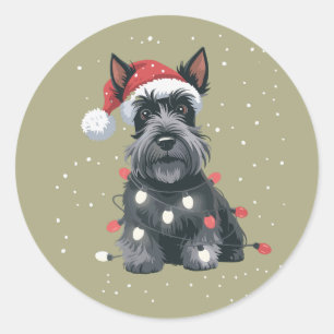 Dogs Scottie Scottish Terrier Christmas Dog Mum Classic Round Sticker