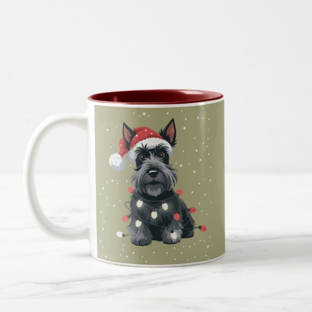 Dogs Scottie Scottish Terrier Christmas Dog Mum  Two-Tone Coffee Mug (Left)