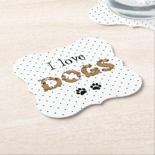 DOGS Spelled in Funny Cute Dog Letters Paper Coaster