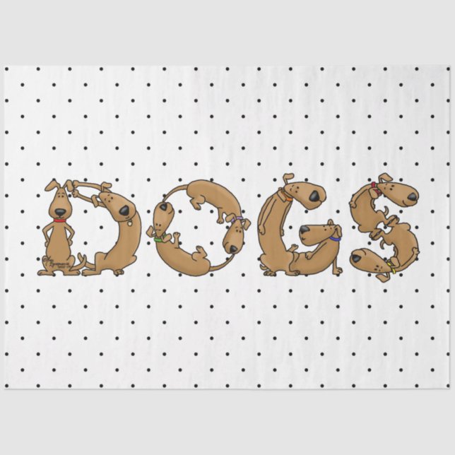 DOGS Spelled in Funny Cute Dog Letters Tissue Paper (Front)