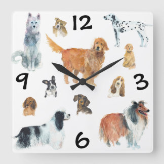 Dogs  square wall clock