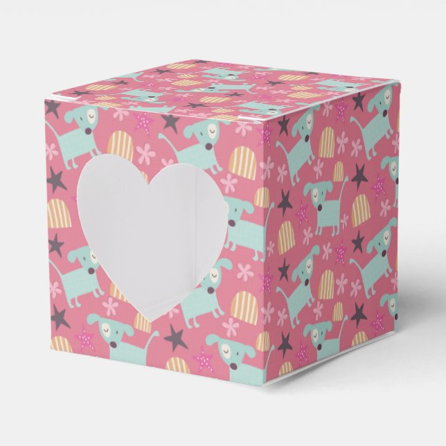 Dogs, Stars, and Flowers Favour Box (Front Side)