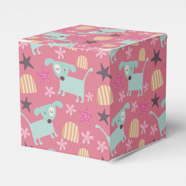 Dogs, Stars, and Flowers Favour Box (Front Side)