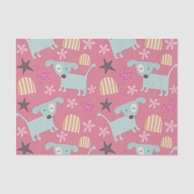Dogs, Stars, and Flowers Tissue Paper (Front)