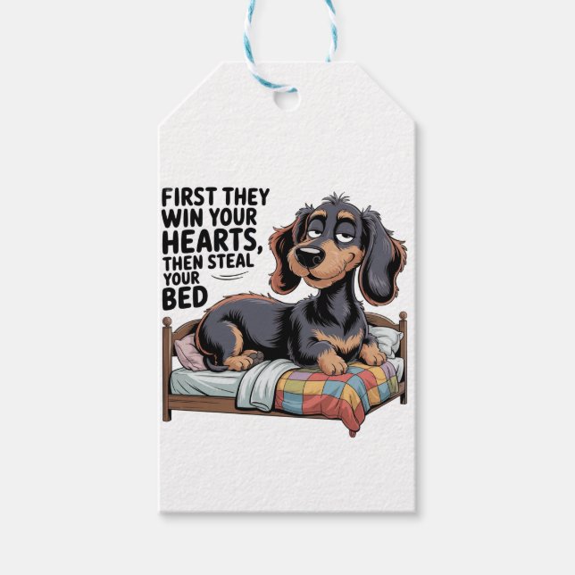 DOGS STEAL YOUR BED  GIFT TAGS (Front)