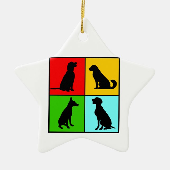 Dogs styles ceramic tree decoration (Front)