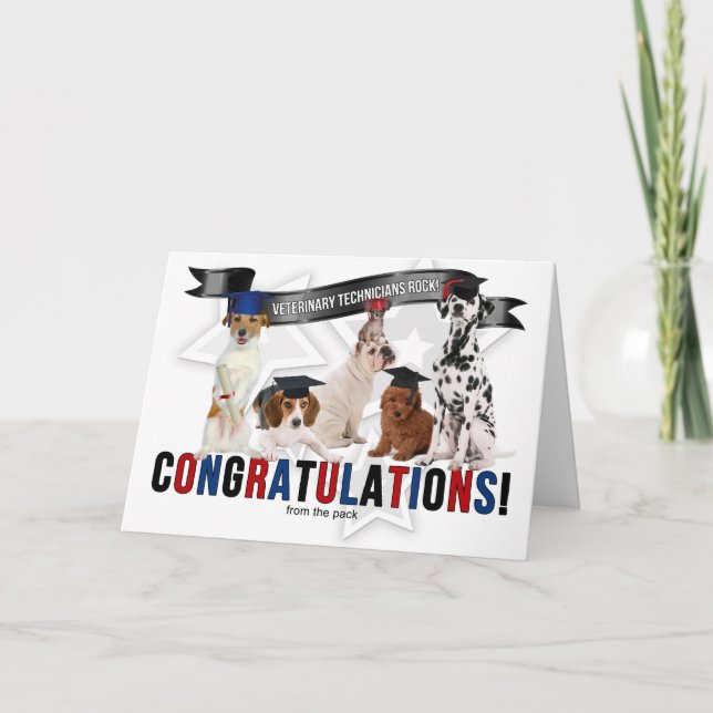 DOGS Vet Tech RVT Graduate Congratulations Card (Front)