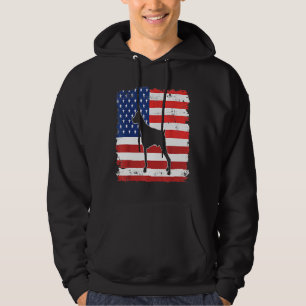 Dogs Vintage Doberman Pinscher Dog Us American Fla Hoodie