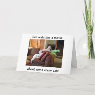 DOGS WATCHING MOVIE ABOUT CRAZY CATS-BIRTHDAY CARD