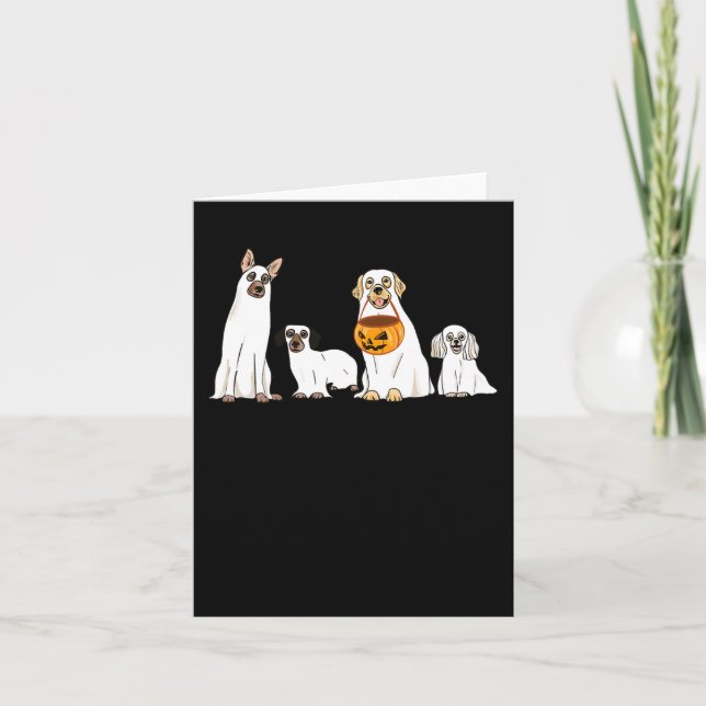 Dogs Wearing Ghost Costume Fun Dog Halloween Men W Card (Front)