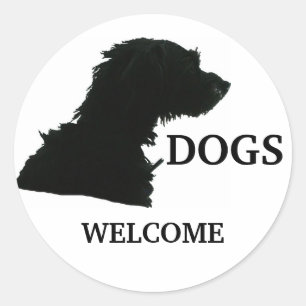 Dogs Welcome Classic Round Sticker