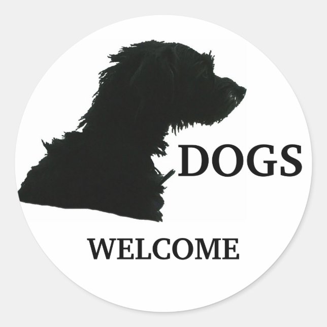 Dogs Welcome Classic Round Sticker (Front)
