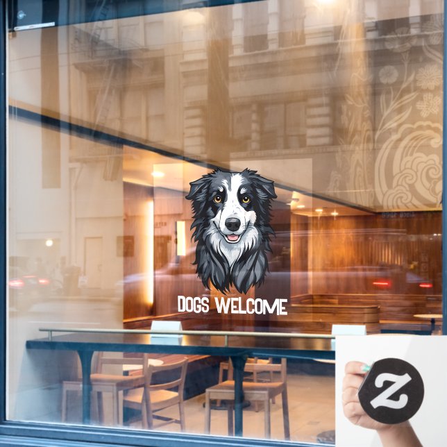 Dogs Welcome Window Cling (Cafe Window)