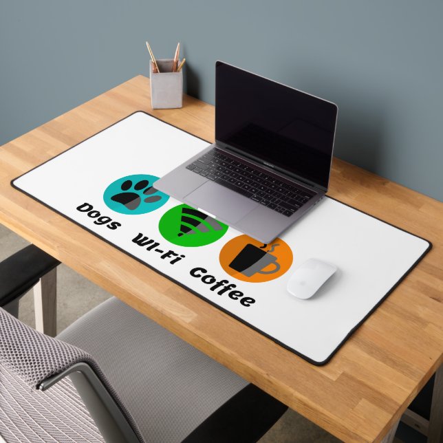 Dogs Wi-Fi And Coffee Desk Mat (Office 2)