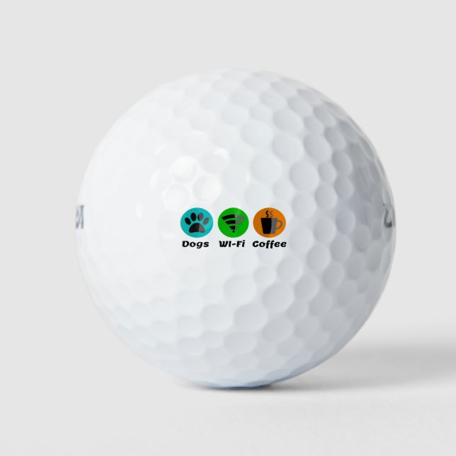 Dogs Wi-Fi And Coffee Golf Balls (Front)