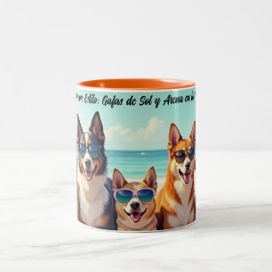 Dogs with Style: Sun and Sand Glasses on Play Two-Tone Coffee Mug