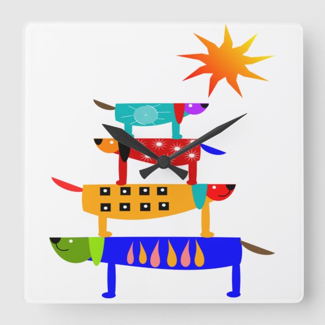 Dog's World Square Wall Clock (Front)