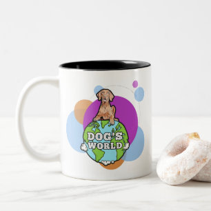 Dog's World with Circles Two-Tone Coffee Mug