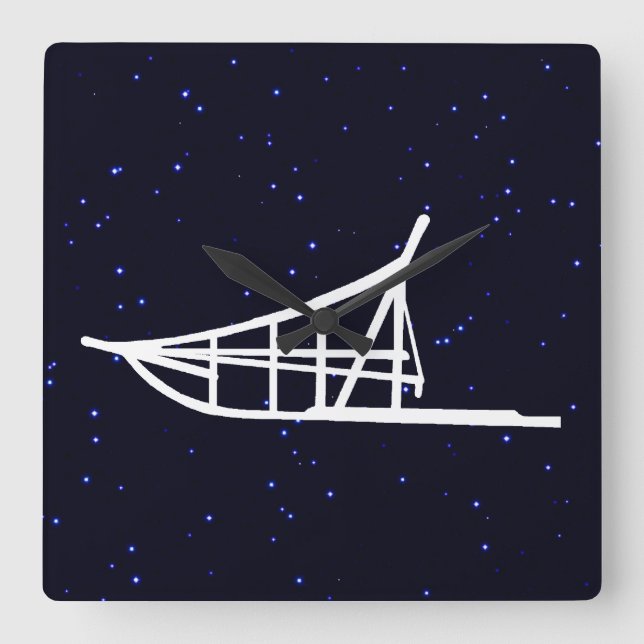 Dogsled Square Wall Clock (Front)