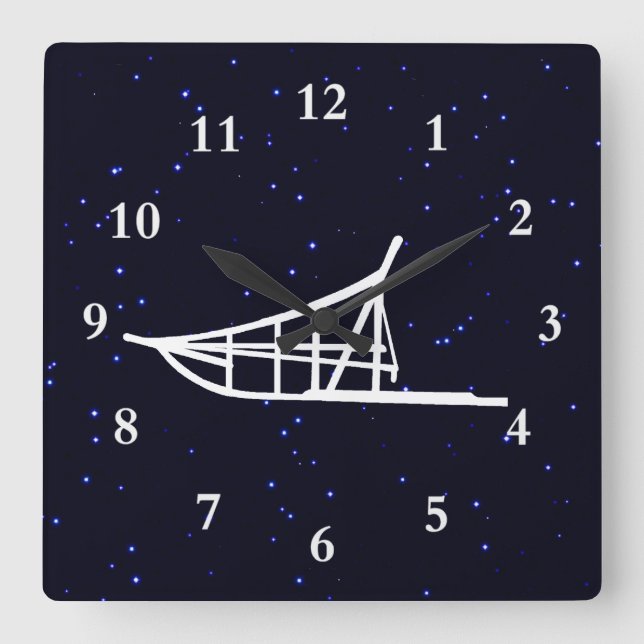 Dogsled Square Wall Clock (Front)