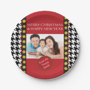 Dogtooth, Houndstooth Christmas range Paper Plate