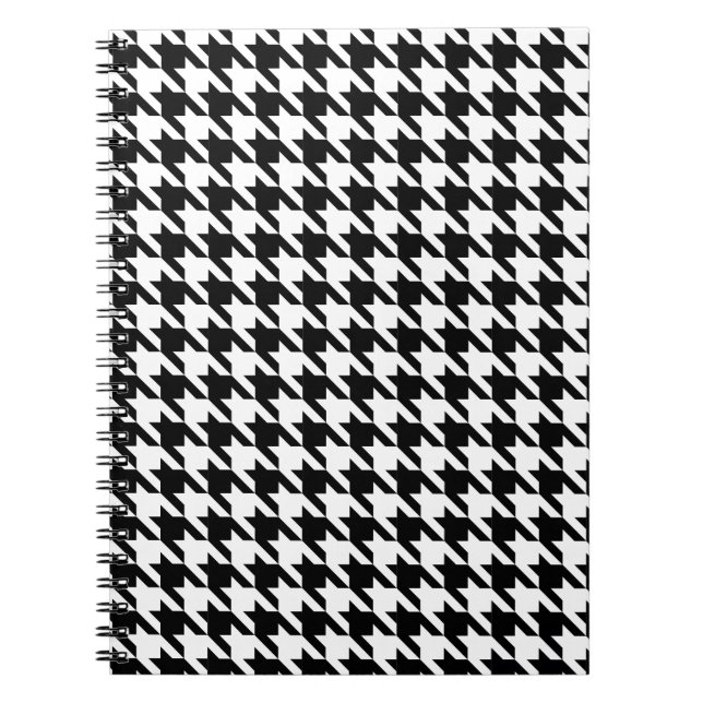 Dogtooth, Houndstooth pattern in Black&White Notebook (Front)