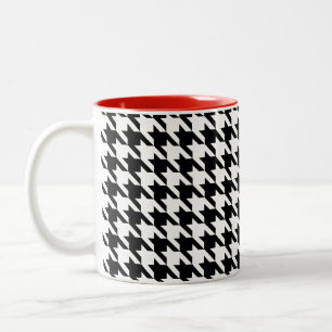 Dogtooth, Houndstooth pattern in Black&White Two-Tone Coffee Mug