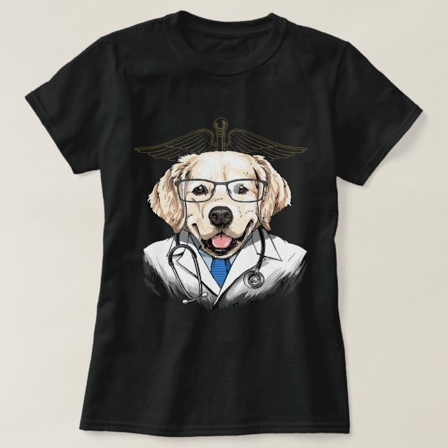 Dogtor Golden Retriever Vet Doctor Physician Surge T-Shirt (Design Front)