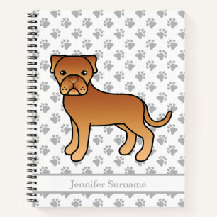 Dogue De Bordeaux Cute Cartoon Dog & Custom Text Notebook