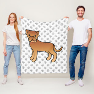 Dogue De Bordeaux Cute Cartoon Dog Fleece Blanket