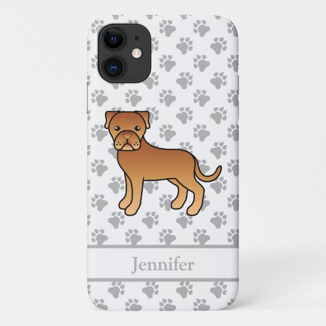 Dogue De Bordeaux Cute Cartoon Dog & Name Case-Mate iPhone Case (Back)