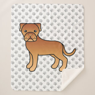 Dogue De Bordeaux Cute Cartoon Dog Sherpa Blanket
