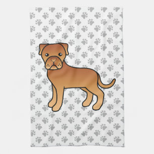 Dogue De Bordeaux Cute Cartoon Dog Tea Towel