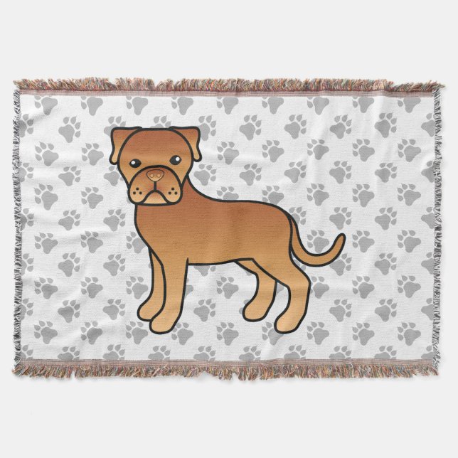 Dogue De Bordeaux Cute Cartoon Dog Throw Blanket (Front)