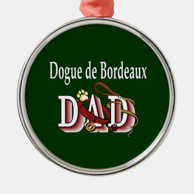 Dogue de Bordeaux Dad Metal Tree Decoration (Front)