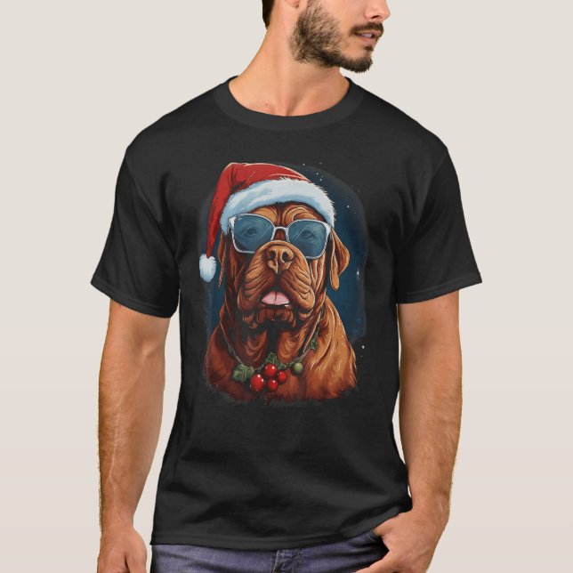 Dogue De Bordeaux Dog Christmas Graphic Tees for M (Front)