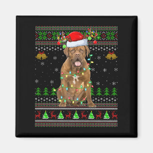 Dogue De Bordeaux Dog Ugly Christmas Sweaters Holi Magnet