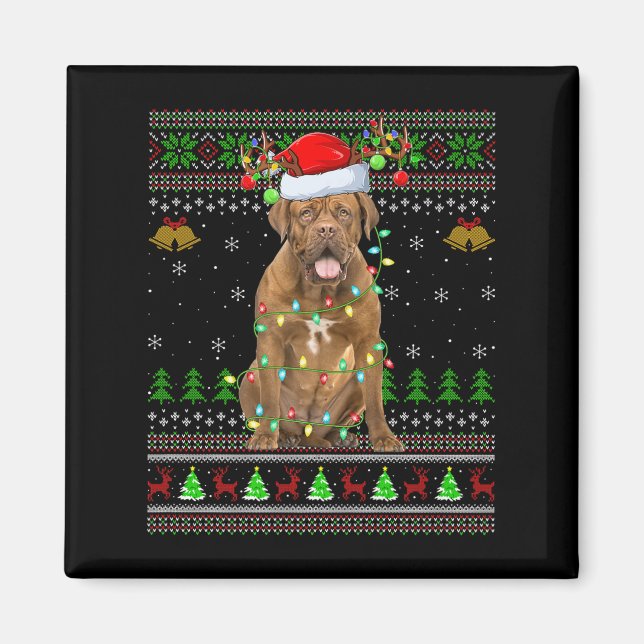 Dogue De Bordeaux Dog Ugly Christmas Sweaters Holi Magnet (Front)