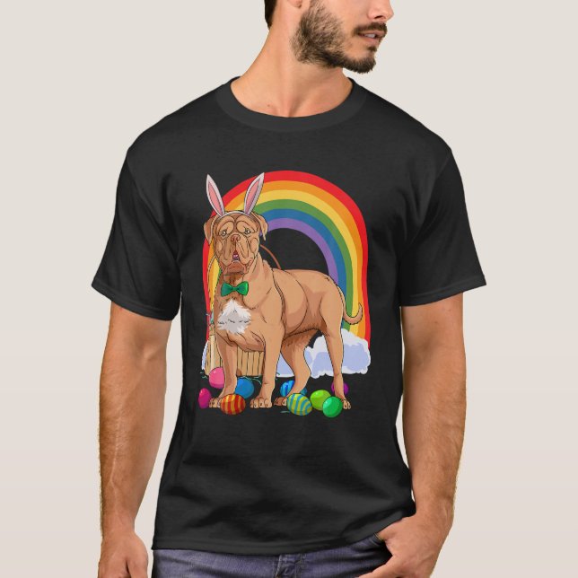 Dogue De Bordeaux Easter Eggs Bunny T-Shirt (Front)