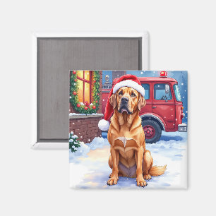 Dogue de Bordeaux Firefighter Station Santa Hat Magnet