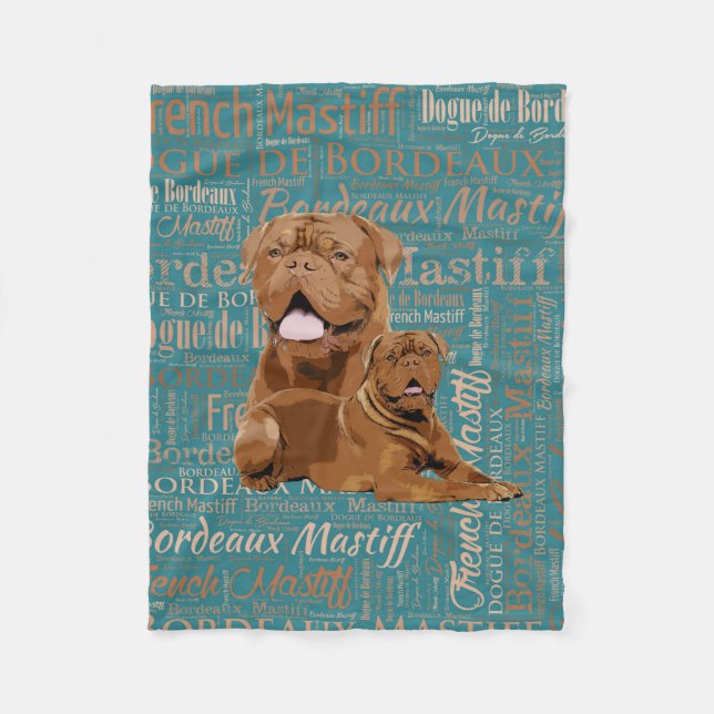 Dogue de Bordeaux - French Mastiff Fleece Blanket (Front)